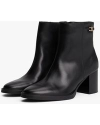 Tommy Hilfiger - Stacked Heel Leather Ankle Boots - Lyst