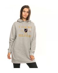 Tommy Hilfiger Logo Embroidery Long Hoody - Gray