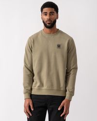 Belstaff - Crew Neck Sweatshirt With Logo Patch - Lyst