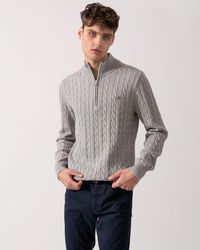GANT - Cotton Cable Half Zip Jumper Size: L - Lyst