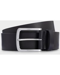 BOSS - Jor-V Italian-Leather Belt With Logo-Engraved Buckle - Lyst