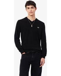 Lacoste - Monochrome Jersey V Neck Sweater - Lyst