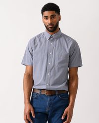 GANT - Regular Fit Classic Poplin Gingham Short Sleeve Shirt - Lyst