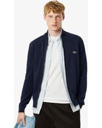 Lacoste - High Neck Zipped Cotton Sweater - Lyst