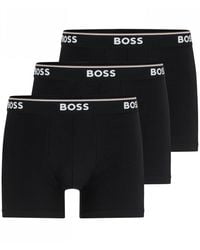 BOSS - Power Three Pack Stretch Cotton Boxer Briefs With Logos Nos - Lyst