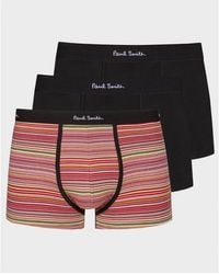 Paul Smith - Organic-cotton Black/mixed Stripe Boxer Briefs Three Pack - Lyst