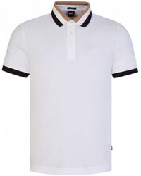 BOSS - Prout Mercerised Cotton Polo Shirt With Signature Stripe Collar - Lyst