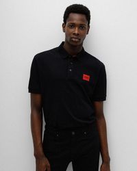 HUGO - Dereso222 Cotton Pique Slim-Fit Polo Shirt With Logo Label Nos Size: L - Lyst