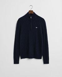 GANT - Lambswool Cable Knit Half Zip Jumper - Lyst