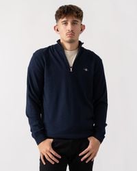 GANT - Cotton/Wool Blend Half Zip Jumper - Lyst