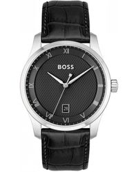 BOSS by HUGO BOSS - Boss Principle Leather Strap Watch - Lyst