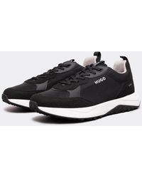 HUGO - Clint Leather Cupsole Trainers With Logos And Signature Stripe - Lyst