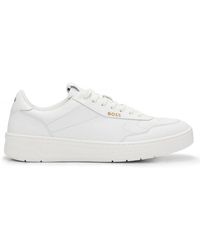 BOSS - Baltimore Low Top Leather Trainers With Gold-tone Logos - Lyst