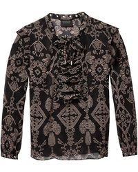 Maison Scotch - Sheer Printed Lace Up Eyelet Details Top - Lyst