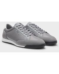 BOSS - Nitan Suede-Trim Trainers With Ribbed Sole - Lyst