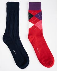 Navy/Pink Gant 2-Pack Bar Stripe Soft Cotton Men's Socks 