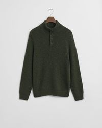 GANT - Wool Blend Neps Half Buttoned Jumper - Lyst