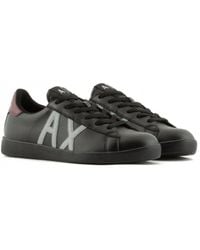 Armani Exchange - Ax Logo Perforated Leather Trainers - Lyst