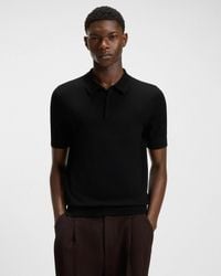 HUGO - San Peter Knit Polo With Covered Placket - Lyst