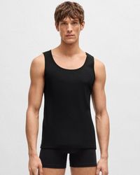 BOSS - Cotton Tank Tops With Embroidered Logos Nos - Lyst