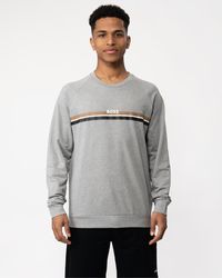BOSS - Authentic Cotton-terry Sweatshirt With Stripes And Logo - Lyst
