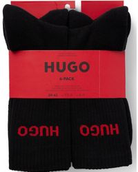 HUGO - 6 Pack Qs Rib Logo Combed Cotton Socks - Lyst