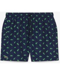 Lacoste - Mid Length Crocodile Print Swim Trunks - Lyst