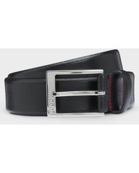 HUGO - Gellot Grained-Leather Belt With Logo Engraved Buckle - Lyst