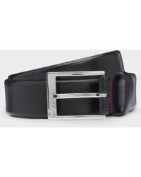 HUGO - Gellot Grained-Leather Belt With Logo Engraved Buckle - Lyst