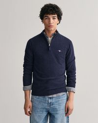 GANT - Superfine Lambswool Half Zip Cardigan - Lyst