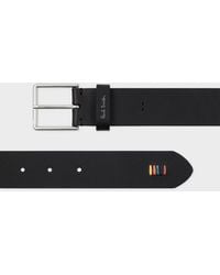 Paul Smith - Leather Belt With Signature Stripe Stitch Detail - Lyst