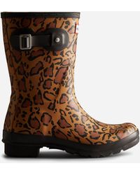 HUNTER - Original Short Leopard Print Rubber Rich Tan/Saddle/ Wellington Boots - Lyst