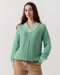 Joules - Dibly V-Neck Cable Knit Jumper - Lyst