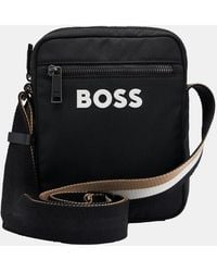 BOSS - Catch 3.0 Crossbody Bag With Signature-stripe Strap Nos - Lyst