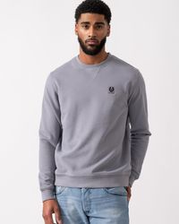 Belstaff - Crew Neck Sweatshirt With Logo Patch - Lyst