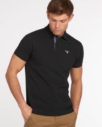 Barbour - Tartan-trimmed Cotton-pique Polo Shirt - Lyst