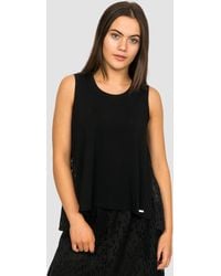 Armani Exchange - Sleeveless Top With Lace Insert - Lyst