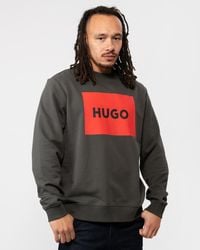 HUGO - Duratschi223 Large Label Logo Pullover Hoodie - Lyst