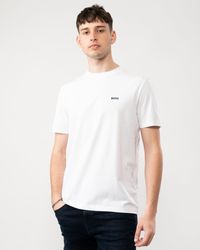 BOSS - Boss Tee Stretch Cotton T-Shirt With Contrast Logo , Size: L - Lyst