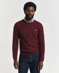 GANT - Cotton Cable Knit Crew Neck Jumper - Lyst