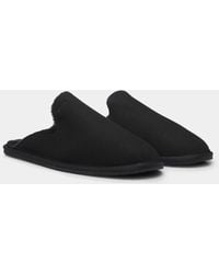BOSS - Shearling-Lined Slip-On Slippers With Logo Detail - Lyst