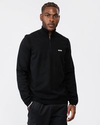 BOSS - Ever-X Cotton Blend Zip-Neck Sweater With Logo Print Size: L - Lyst