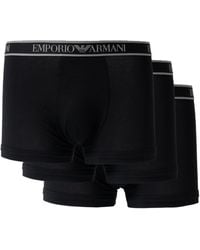 Emporio Armani - 3-Pack Trunks With Eagle Logo Waistband - Lyst