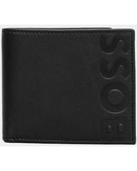 BOSS - Big Bb Embossed Logo Grained Leather Wallet Nos - Lyst