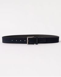 BOSS - Ronnie Suede Belt With Logo-Engraved Gunmetal Buckle - Lyst