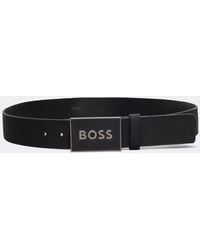 BOSS - Icon-s1 Plaque-buckle Belt In Italian Leather - Lyst