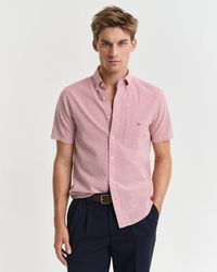 GANT - Regular Fit Seersucker Stripe Short Sleeve Shirt - Lyst