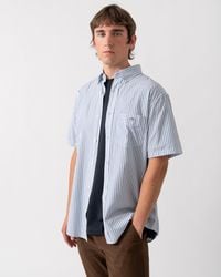 GANT - Regular Fit Poplin Stripe Short Sleeve Shirt - Lyst
