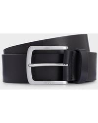BOSS - Jor-V Italian-Leather Belt With Logo-Engraved Buckle - Lyst