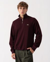 Lacoste - Zippered Stand-Up Collar Cotton Sweatshirt - Lyst